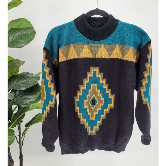 VTG Jamenits Womens Size Medium Acrylic Knitted Southwestern Aztec Sweater - Picture 2 of 6